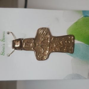 Handcrafted jewlery cross necklace pendant pure bronze